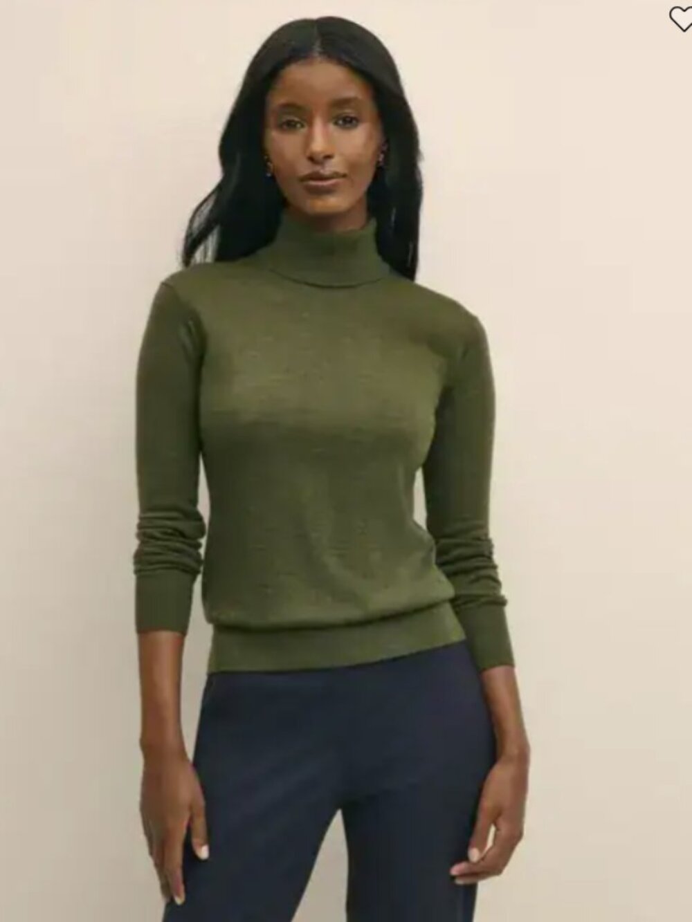 Brooks Brothers Women's  Merino Wool Turtleneck - Dark Green - Small
